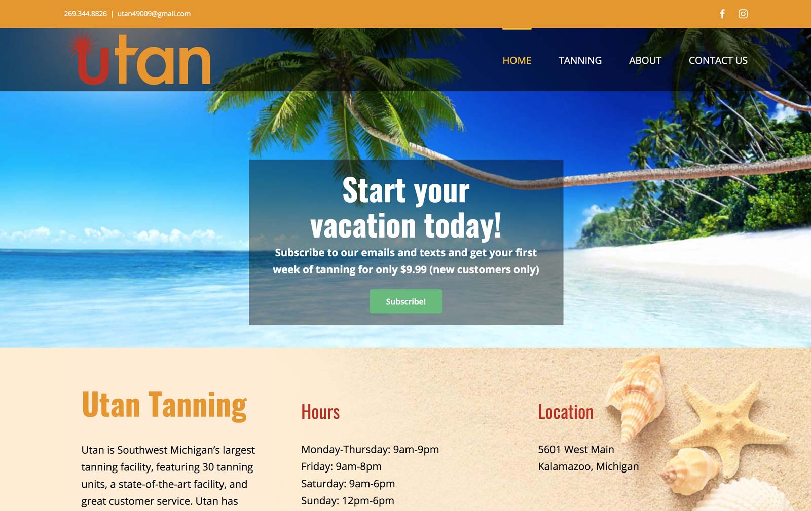 website design for tanning salon